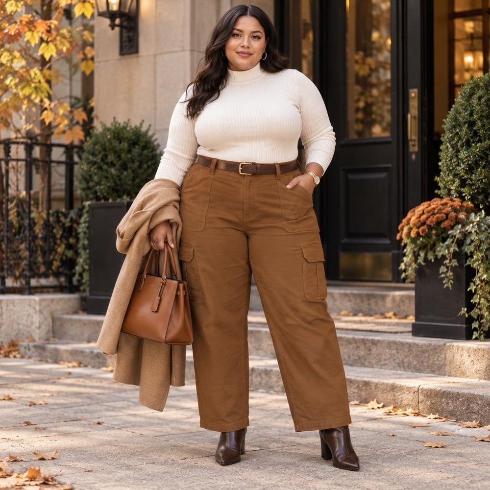 Old Navy OG Chino Cargo Pants Brown High Rise Utility Gorpcore Plus Size 2X NEW